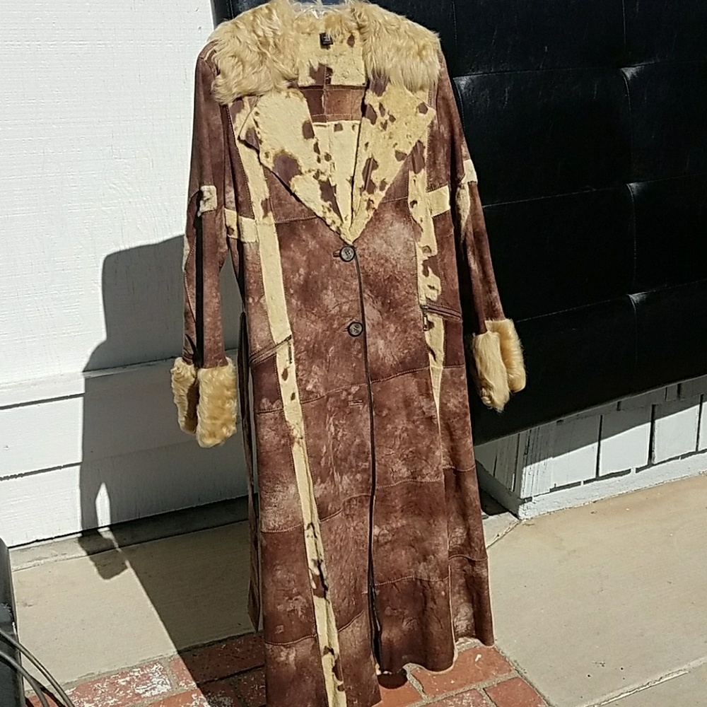 Full length leather coat